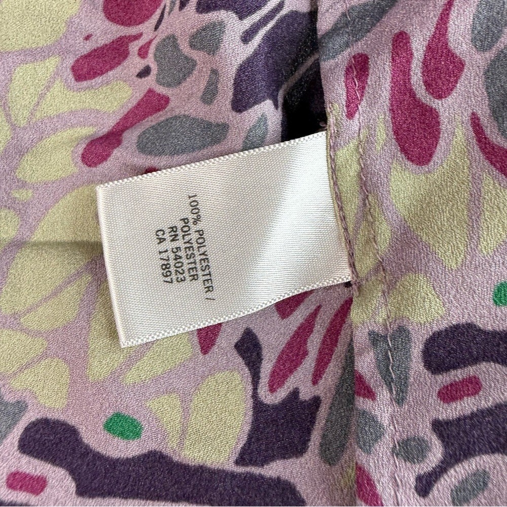 Banana Republic blouse long sleeve floral Purple and Green Wrap shirt tie up - Picture 11 of 13